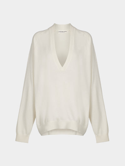 Arch4 - Oona Baby Goat Cashmere V-Neck Sweater | Size: S - Ivory - ABASK - 