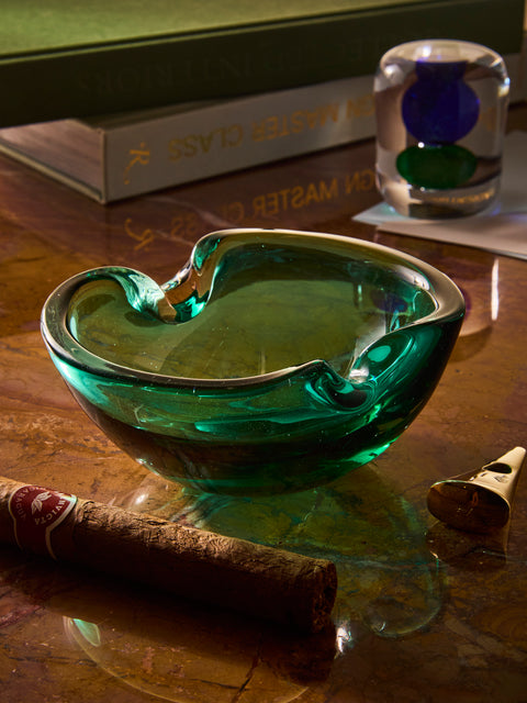 Antique and Vintage - 1970s Murano Glass Ashtray - Green - ABASK