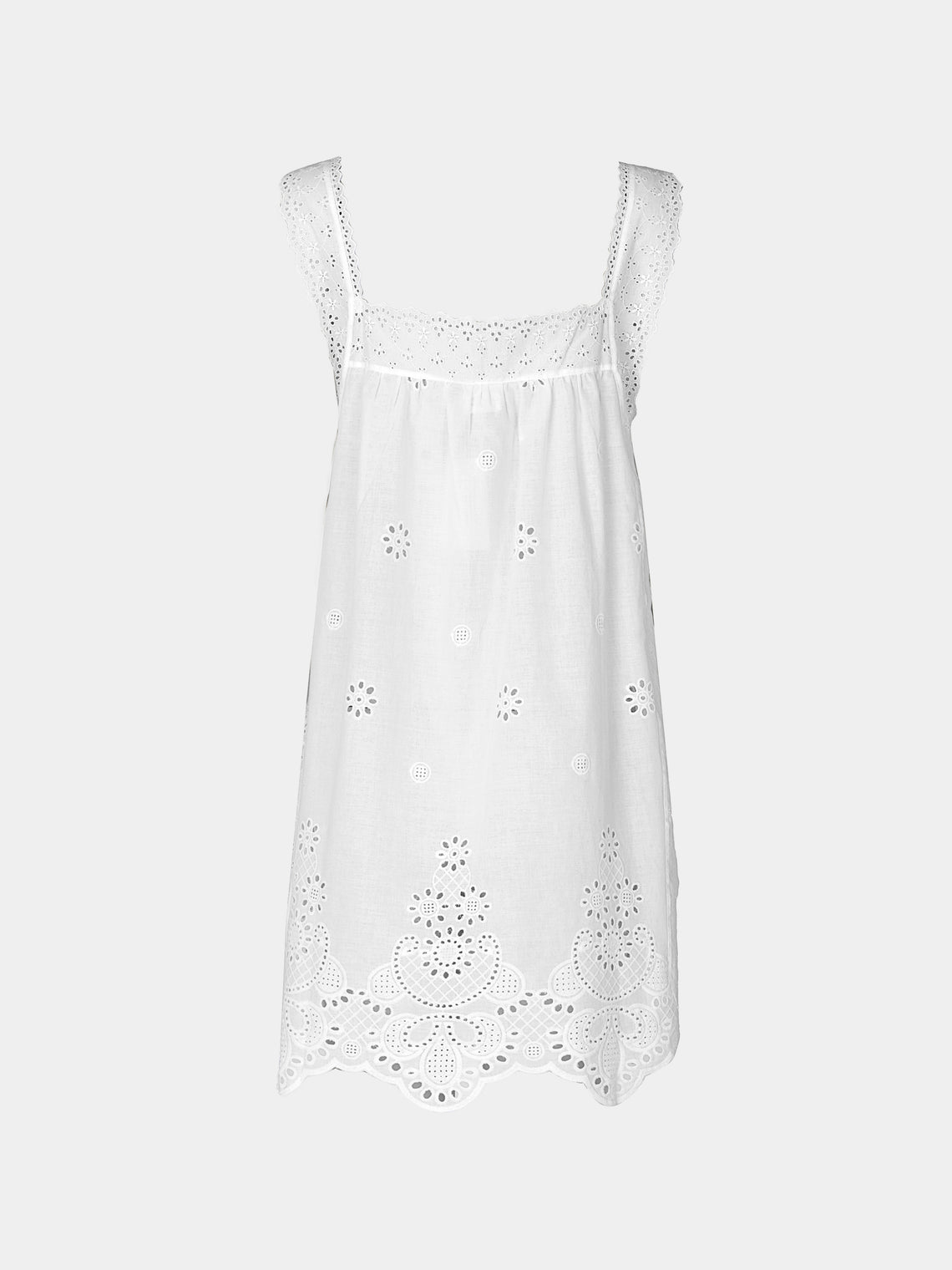 Loretta Caponi - Fiocco Embroidered Cotton Short Dress | Size: S -  - ABASK
