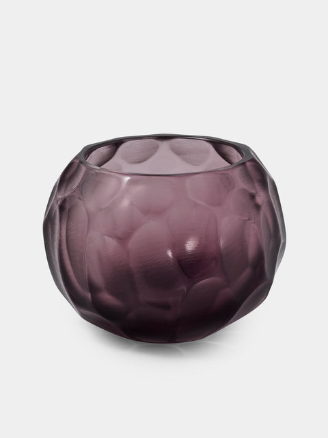 Micheluzzi Glass - Bocia Ametista Bamboo Hand-Blown Murano Glass Vase (4.5in/11.5cm) - Purple - ABASK - 