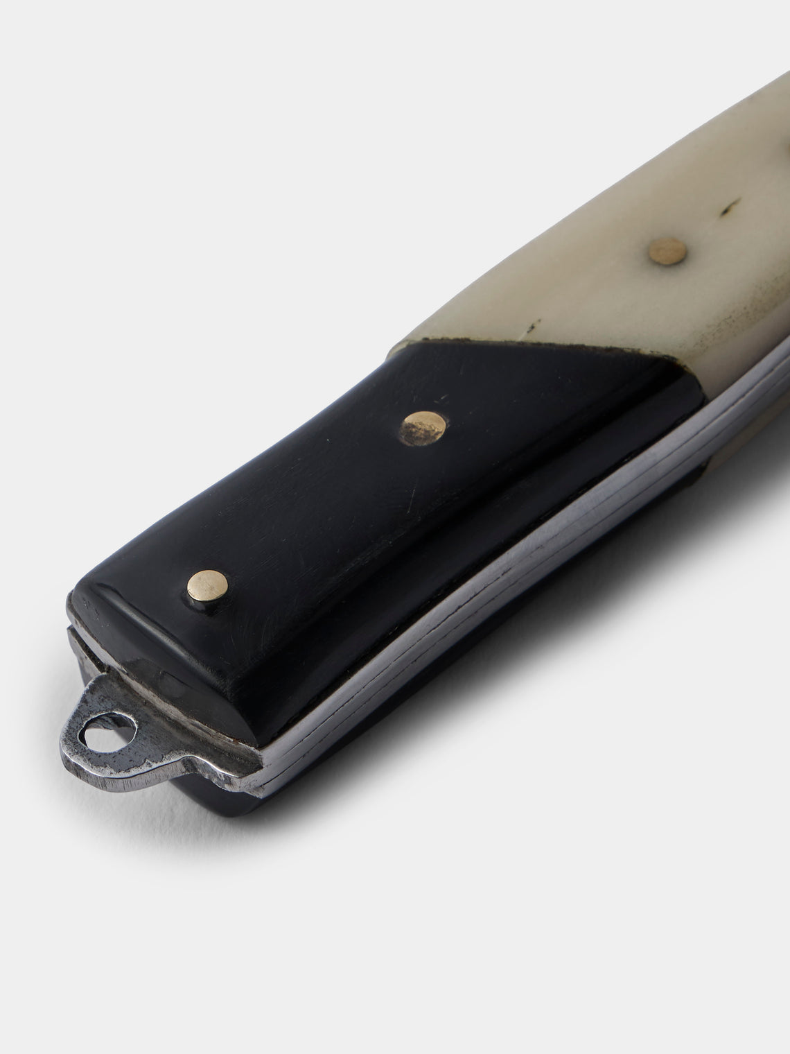 Poglia - Horn, Bone and Brass Pocket Knife - Black - ABASK