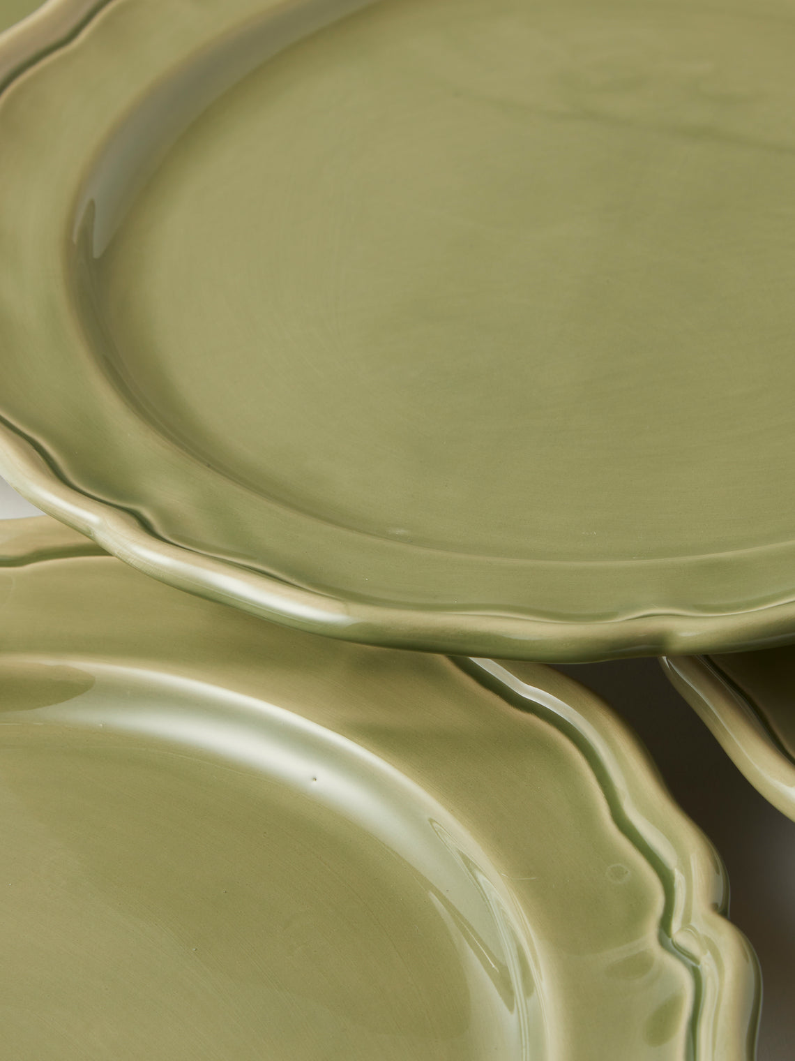 Maison Pichon Uzès - Provence Hand-Glazed Ceramic Dinner Plates – 11in/28cm (Set of 4) - Green - ABASK