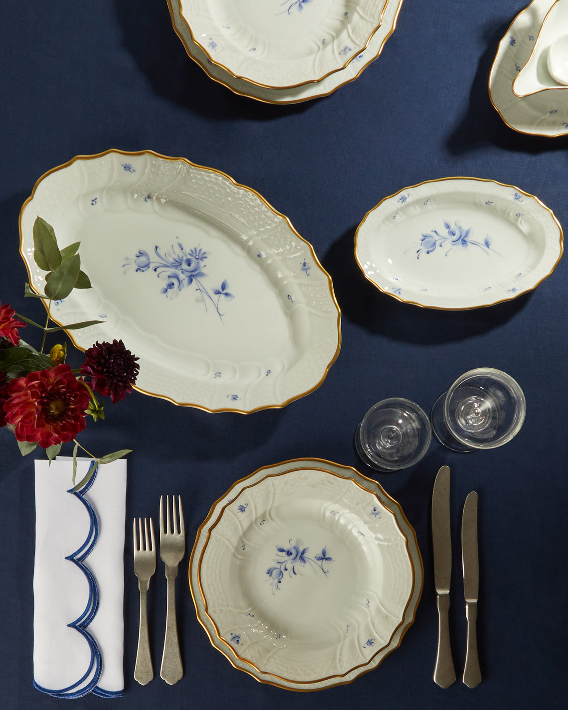 Antique and Vintage - 1960s Lorenz Hutschenreuther Hand-Painted Porcelain Serving Platters (Set of 5) -  - ABASK