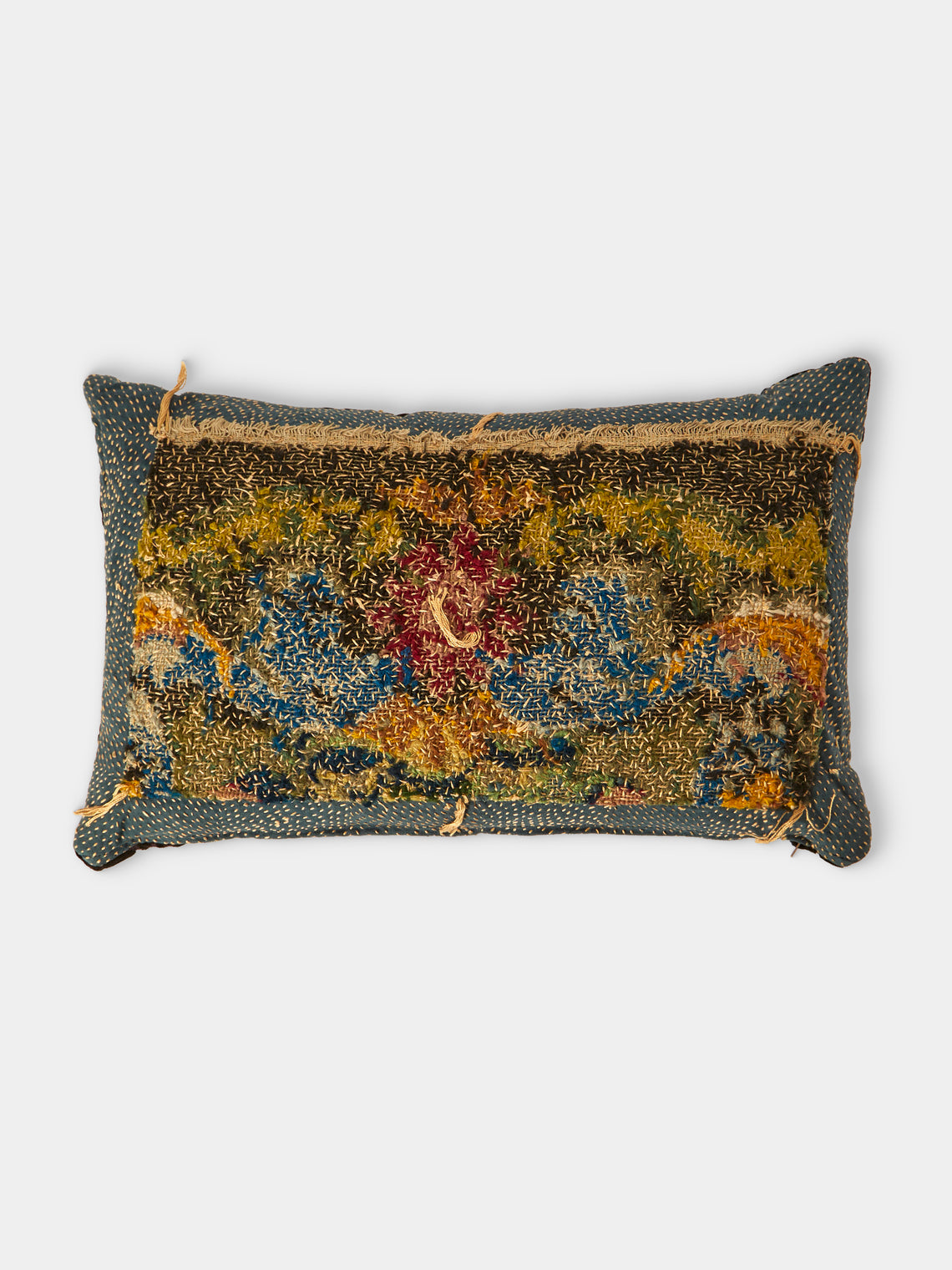 By Walid - 19th-Century Needlepoint Wool, Linen and Velvet Cushion (21.5in/55cm) - Multiple - ABASK - 