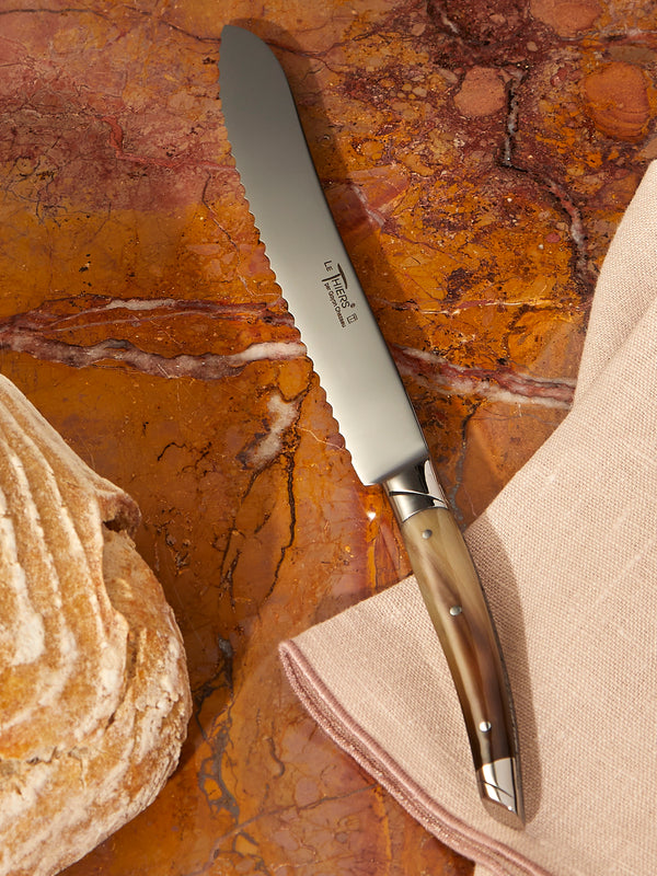 Goyon-Chazeau - Le Thiers Prestige Flammée Blonde Horn Bread Knife - Brown - ABASK