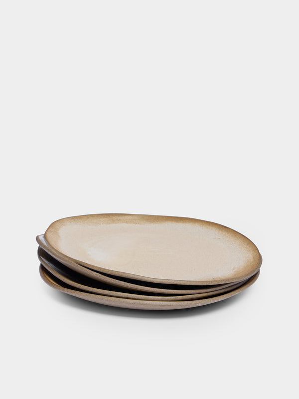 Hana Karim Studio - Hand-Built Ceramic Dinner Plates – 9in/23cm (Set of 4) - Cream - ABASK