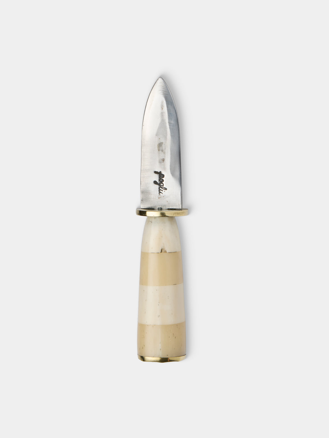 Poglia - Bone and Brass Oyster Knife - Cream - ABASK - 