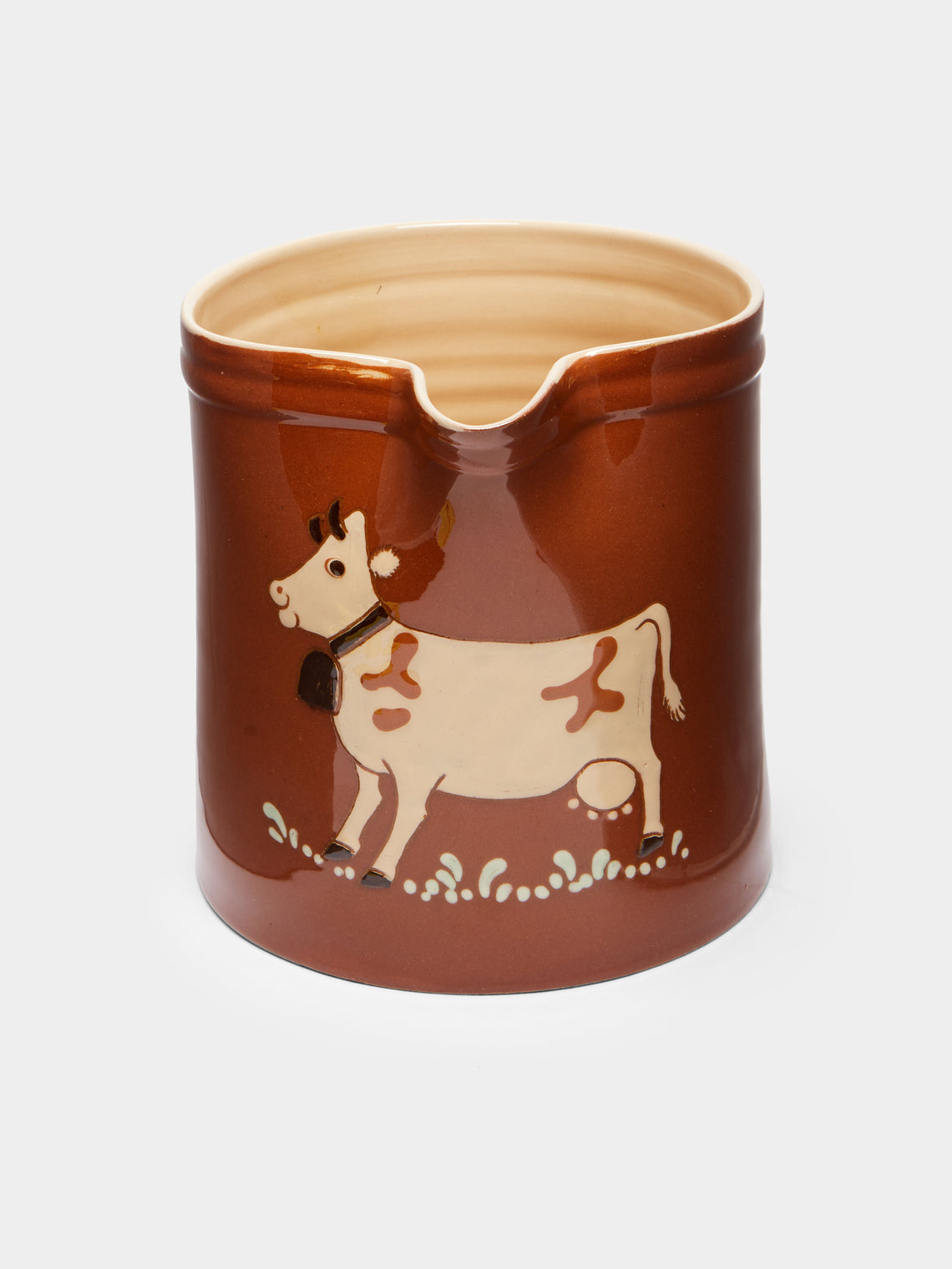 Poterie d’Évires - Cows Hand-Painted Ceramic Straight-Edge Jug -  - ABASK
