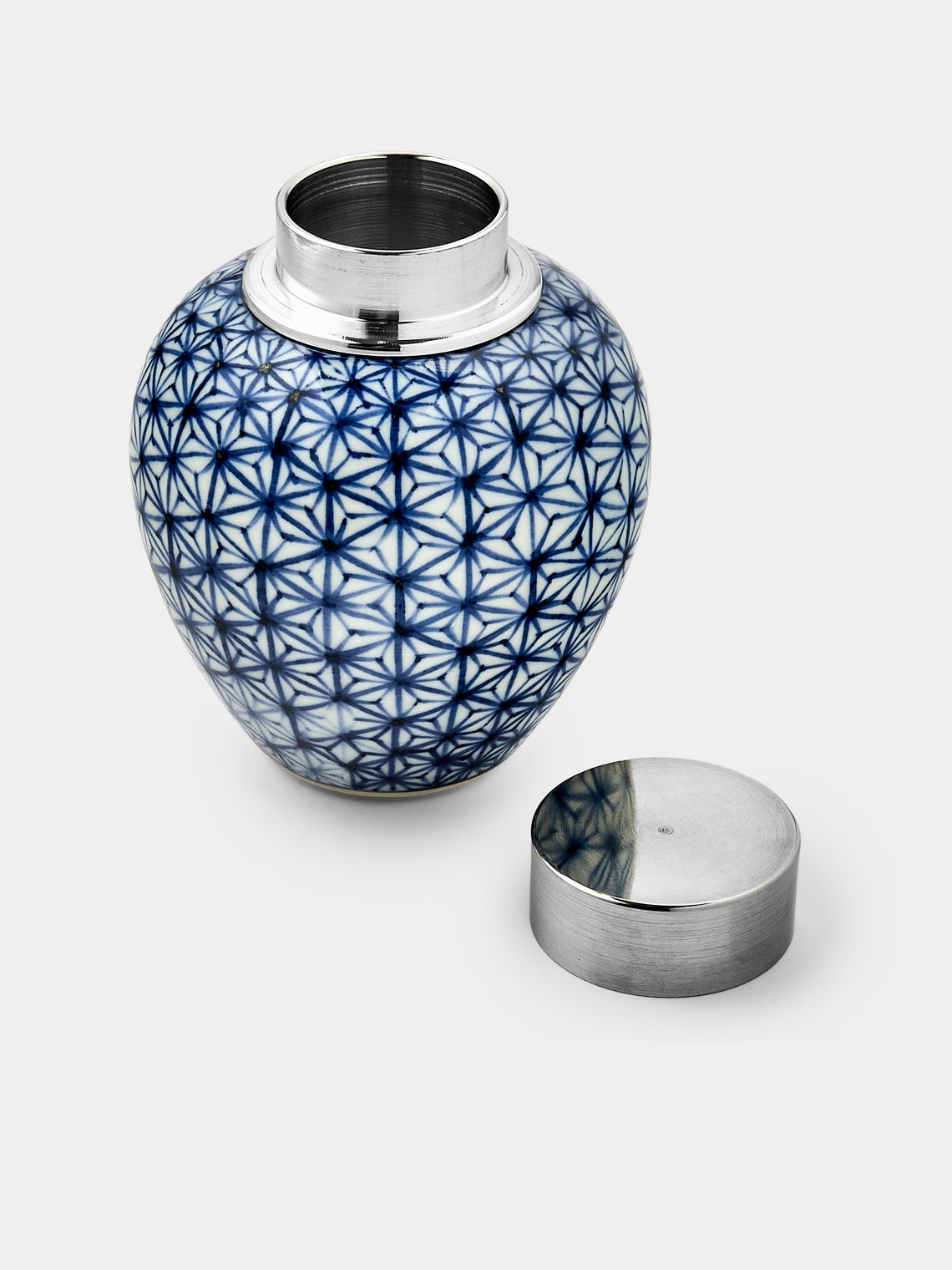 Seikado - Porcelain and Pewter Tea Caddy - Navy - ABASK