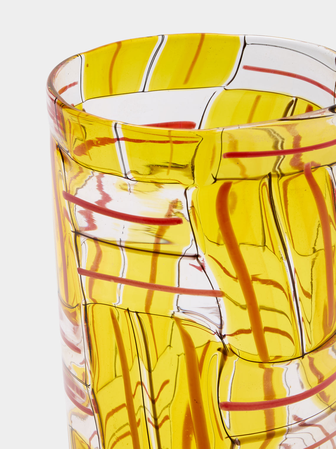 Antique and Vintage - 1980s Yoichi Ohira for De Majo Glass Vase (8.5in/21.5cm) - Yellow - ABASK