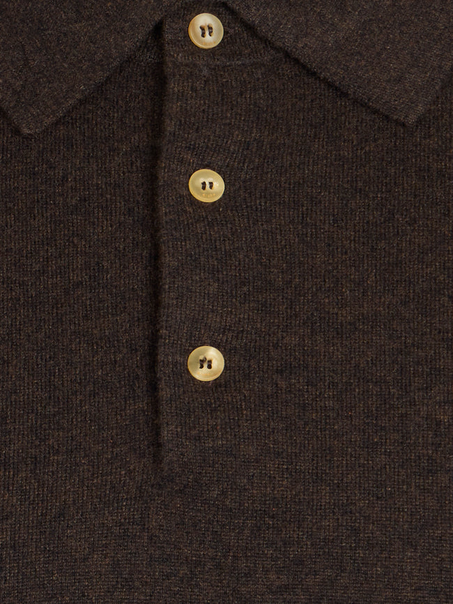 Arch4 - Chapman Baby Goat Cashmere Long-Sleeved Polo Top | Size: M - Brown - ABASK