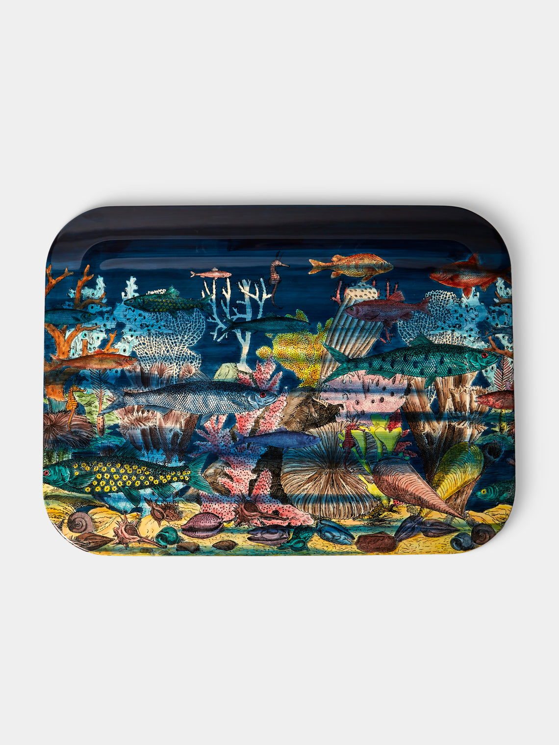 Fornasetti - Fondo Marino Wood Tray (31.5in/80cm) - Multiple - ABASK - 