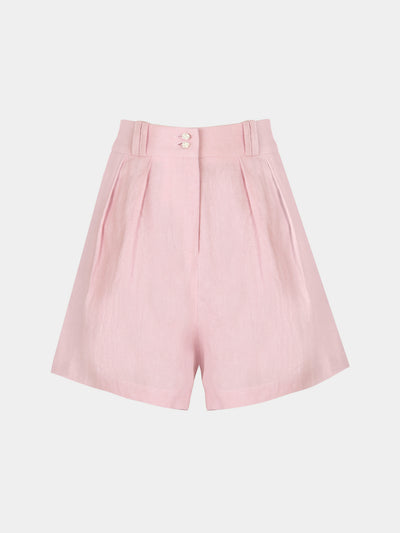 Yali Milano - The Portofino Linen Shorts | Size: S - Pink - ABASK - 