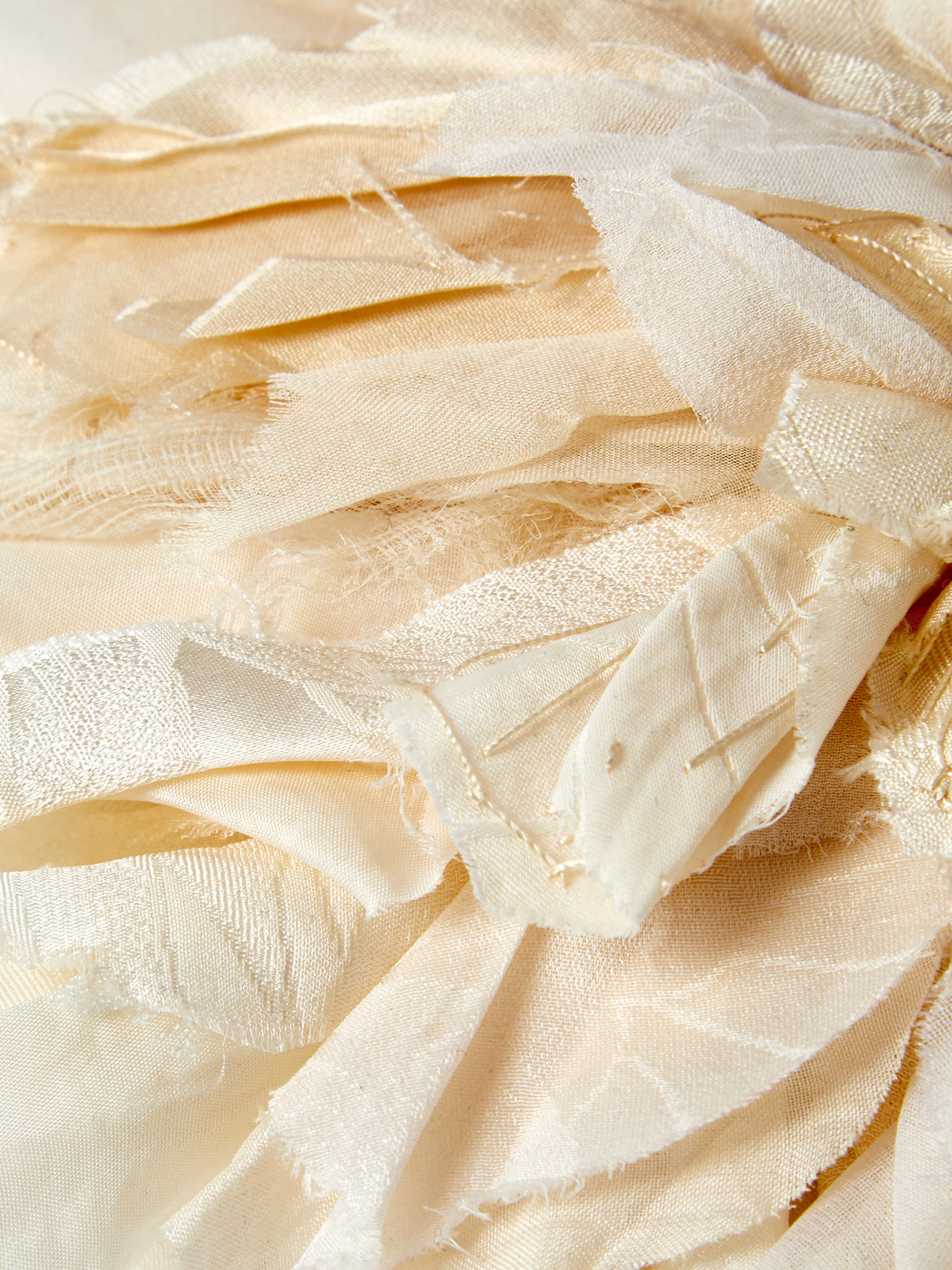 Considered Objects - Hand-Stitched Silk Oversized Blooming Flower Brooch - Ivory - ABASK