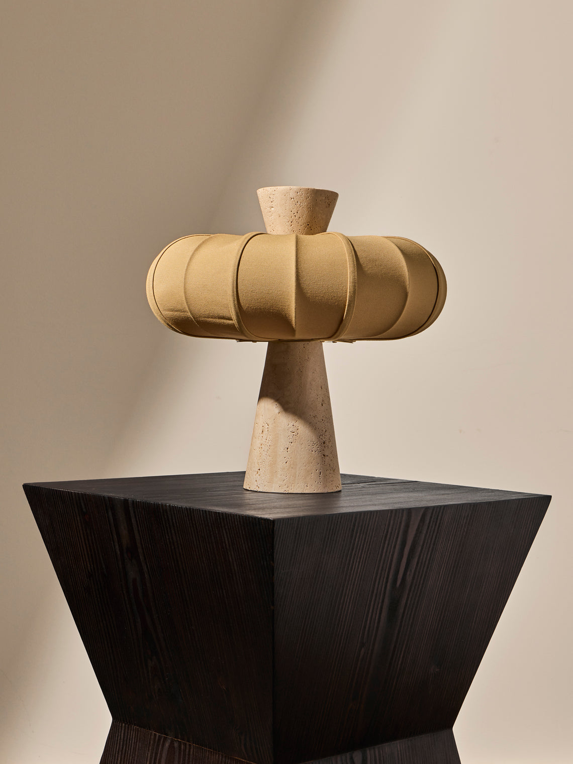Zavadski - Andorra Art Deco Stone and Fabric Table Lamp - Cream - ABASK