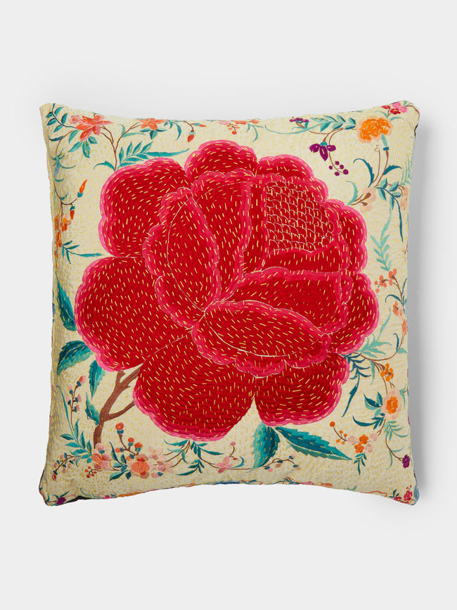 By Walid - 1920s Chinese Silk Floral Embroidered Cushion -  - ABASK - 