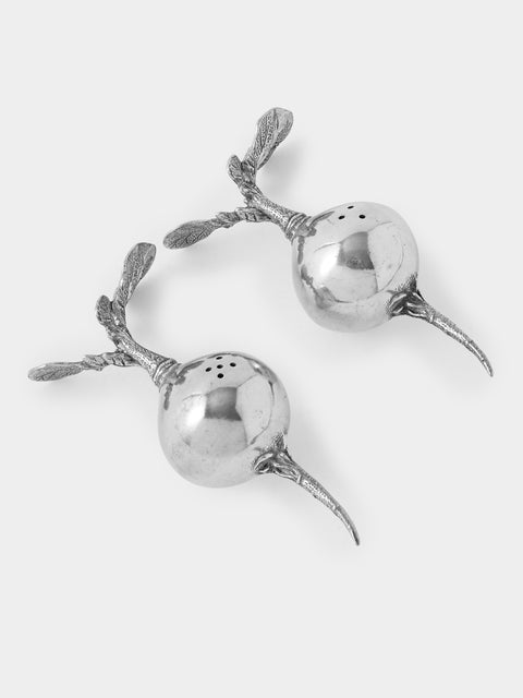 Au Bain Marie - | Set of 2 | Radish Pewter Salt and Pepper Shakers - Silver - ABASK - 