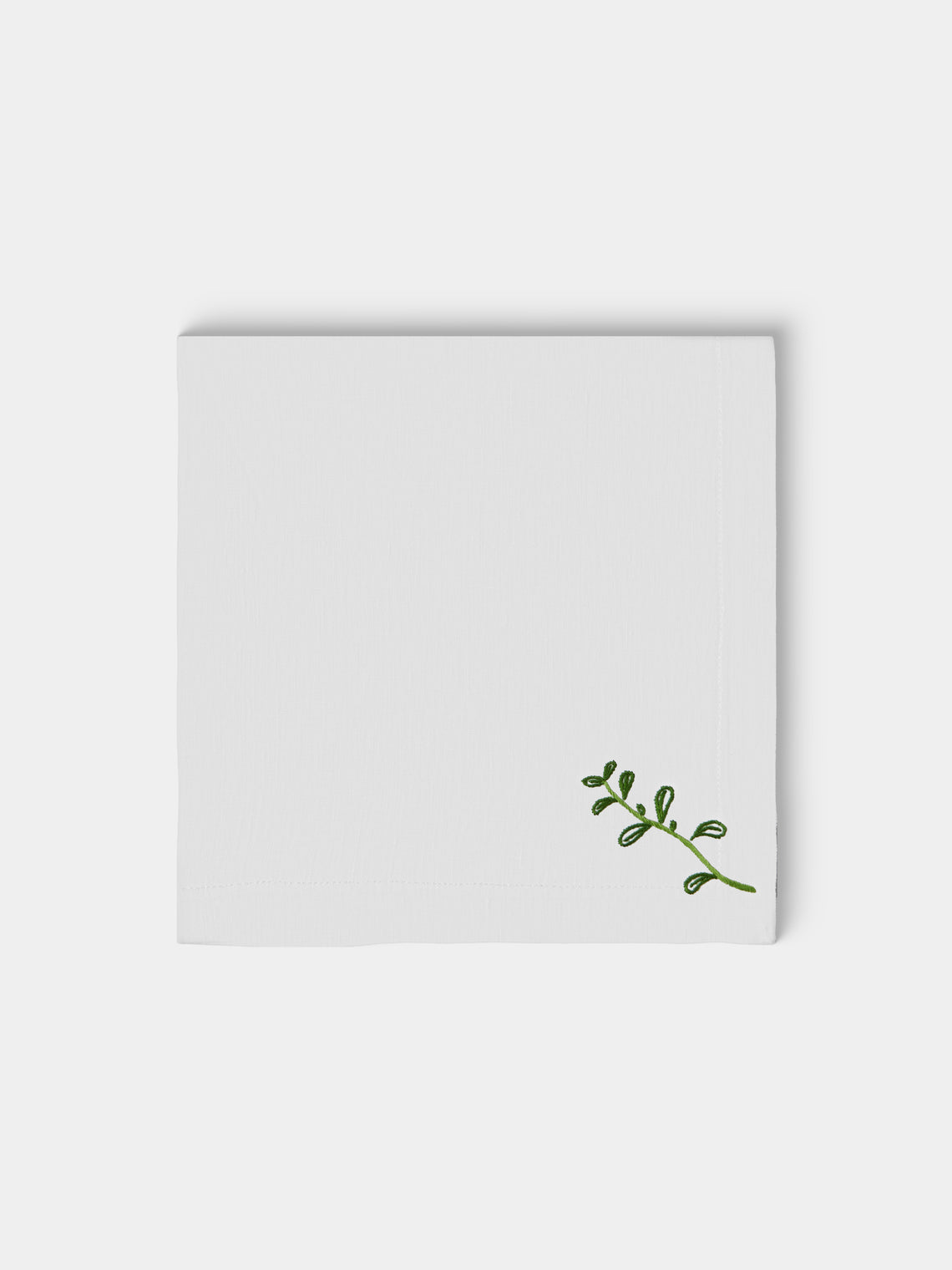 Taf Firenze - | Set of 8 | Floral Hand-Embroidered Linen Napkins - White - ABASK