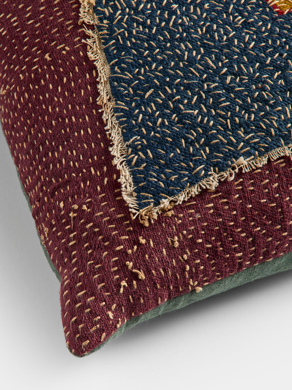 By Walid - 19th-Century Napoleon III Needlepoint Wool and Linen Cushion (23in/58cm) - Multiple - ABASK