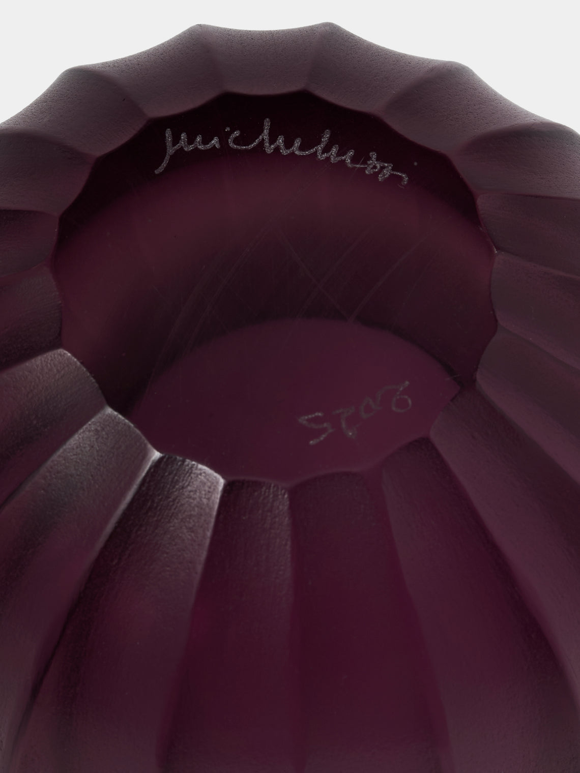 Micheluzzi Glass - Bocia Ametista Coste Hand-Blown Murano Glass Vase (4.5in/12cm) - Purple - ABASK
