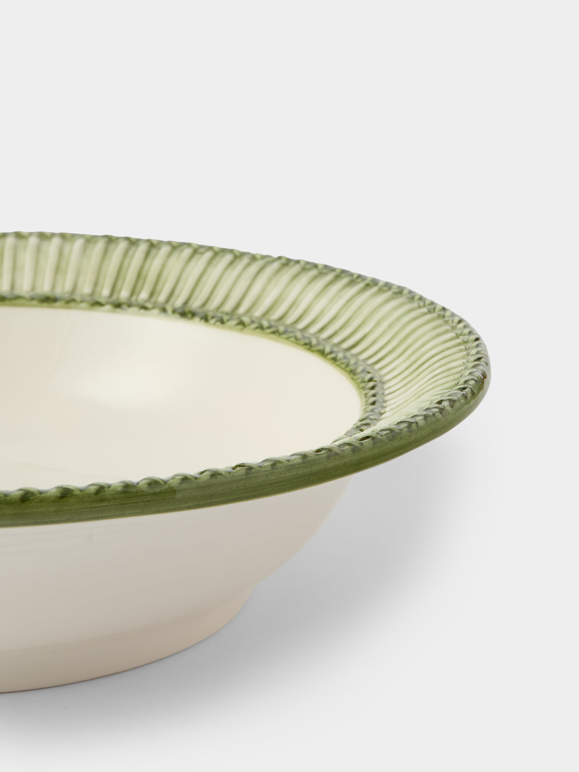 Tessalume Ceramiche - Wicker Hand-Painted Ceramic Large Salad Bowl - Light Green - ABASK
