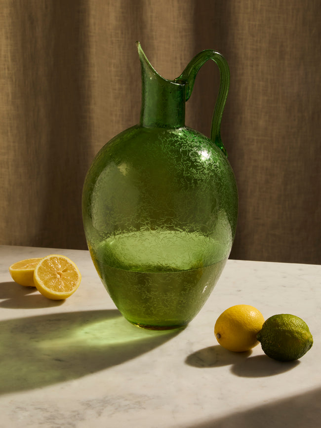 Antique and Vintage - 1950s Seguso Acid-Wash Glass Pitcher - Green - ABASK