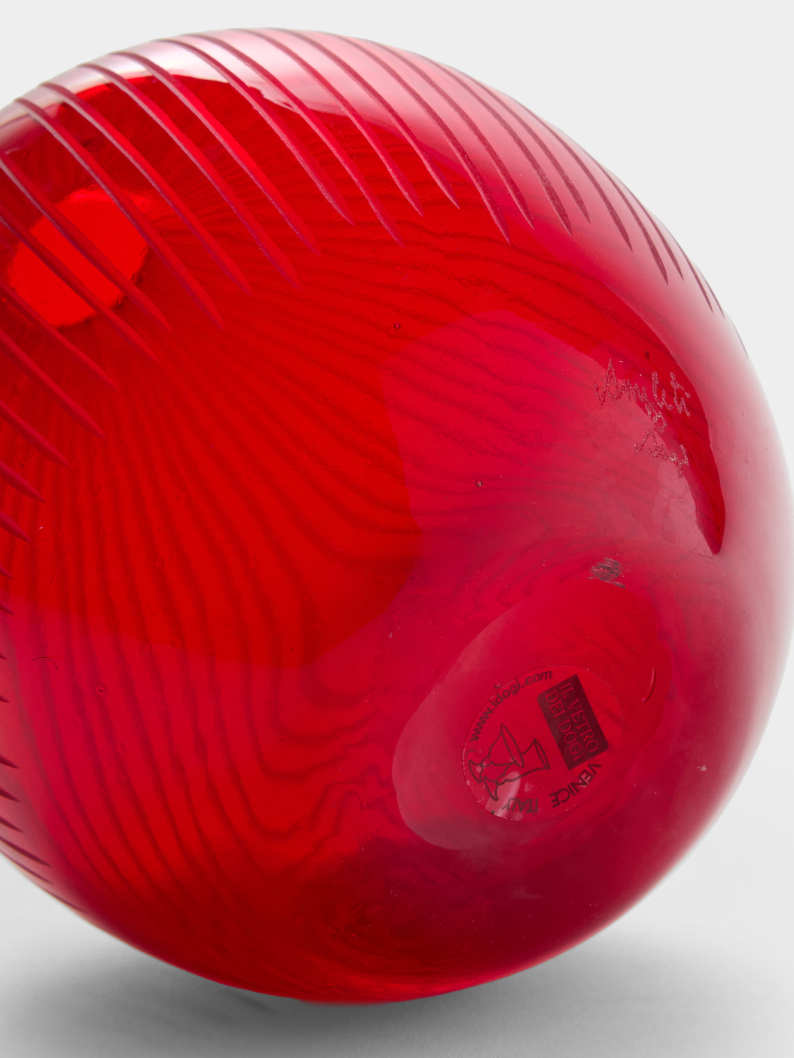 Antique and Vintage - 1960s Murano Glass Bud Vase (5in/13cm) - Red - ABASK