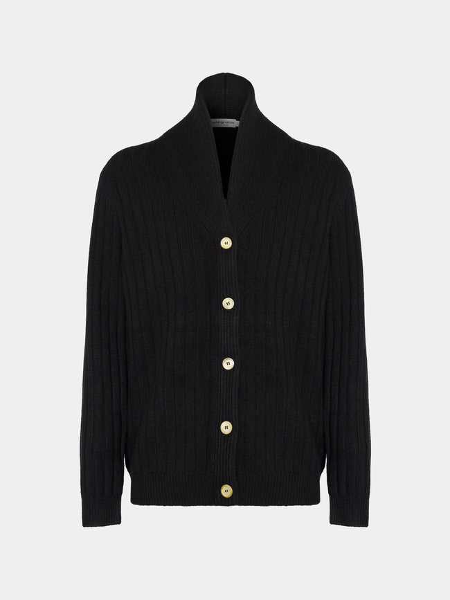 Arch4 - Denver Baby Goat Cashmere Stretch-Knit Cardigan | Size: M - Black - ABASK - 