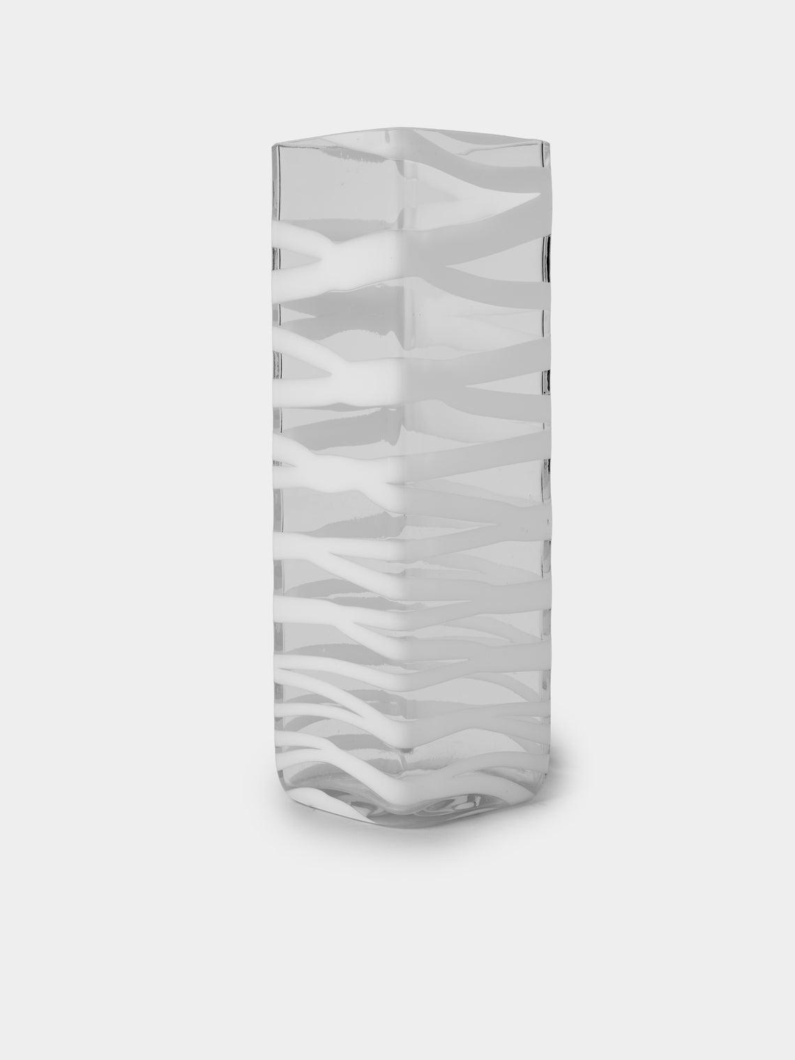 Antique and Vintage - 1960s Vistosi Glass Vase (9in/22.5cm) - Clear - ABASK