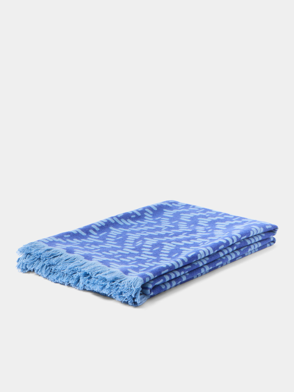 Saved NY - Cashmere Printed Throw (71in/1.8m) - Blue - ABASK