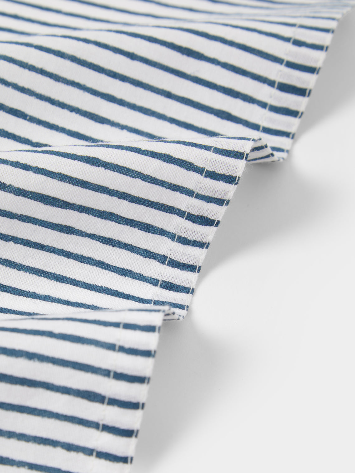 Chamois - | Set of 8 | Stripe Block-Printed Cotton Napkins - Blue - ABASK