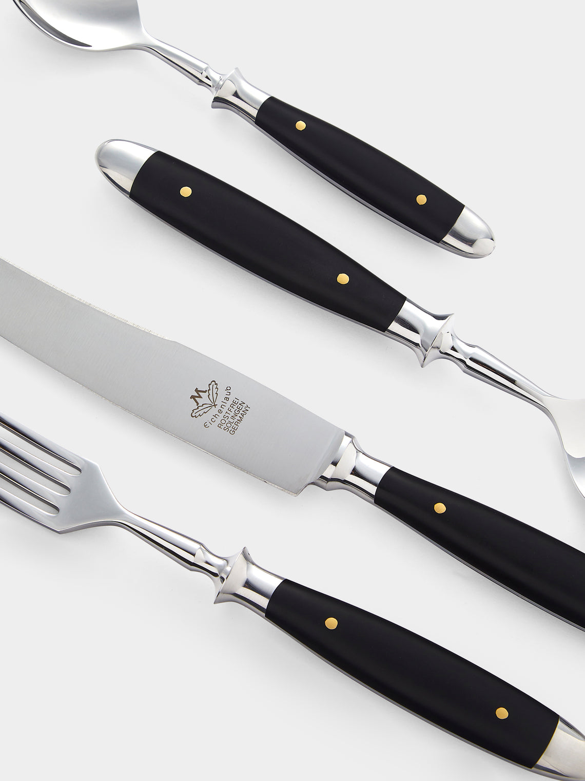Eichenlaub - Resin Old German Dinner Cutlery (Set of 4 Pieces) - Black - ABASK