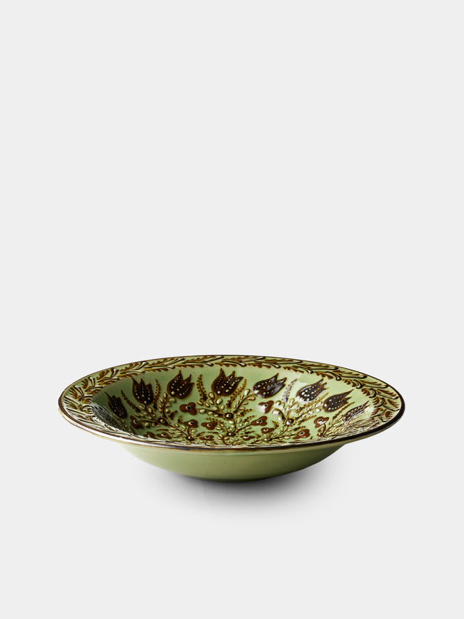 Poterie d’Évires - Flowers Hand-Painted Ceramic Serving Bowl - Green - ABASK - 