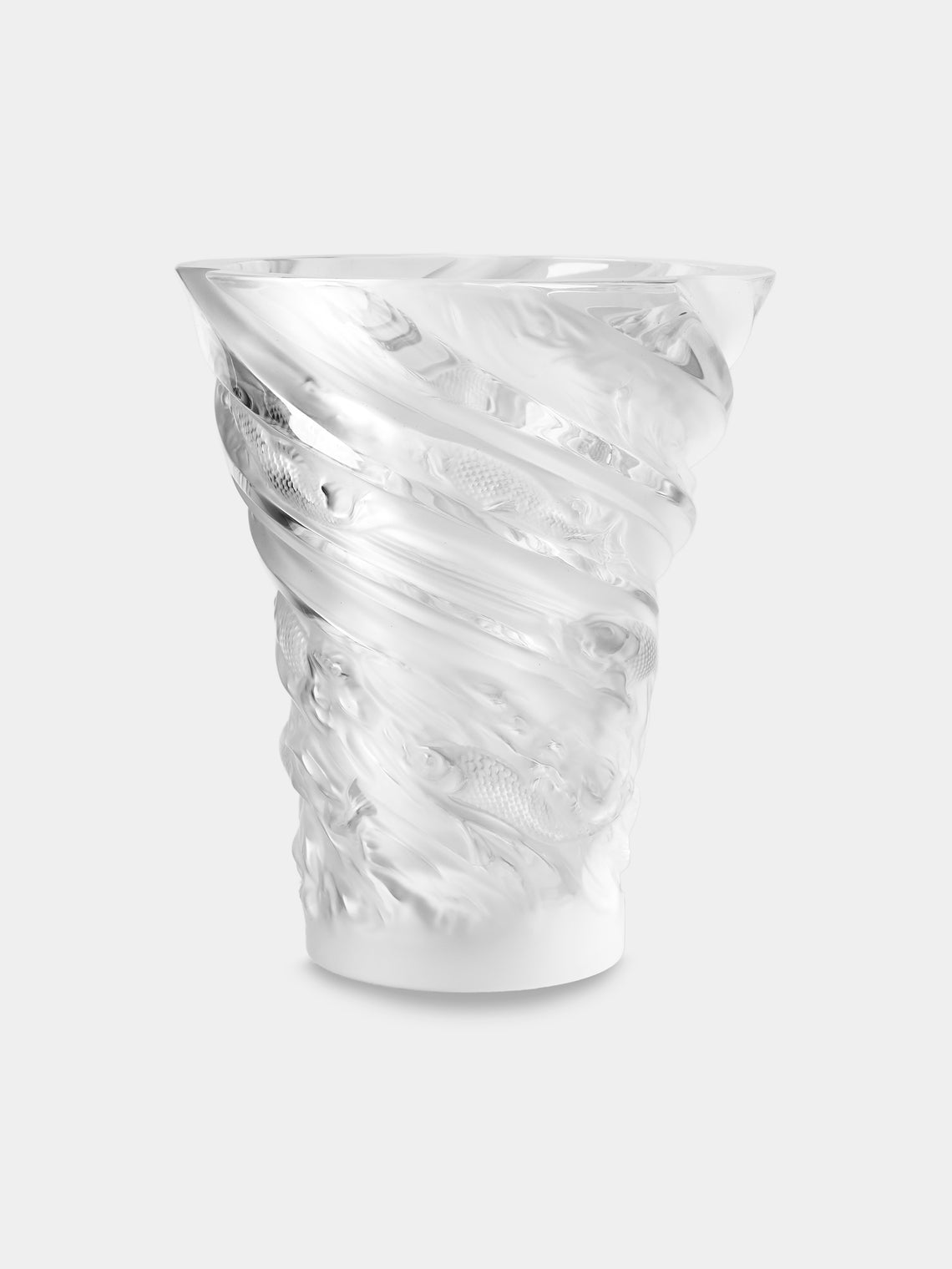 Lalique - Carpes Koi Crystal Vase (13.5in/35cm) - Clear - ABASK - 