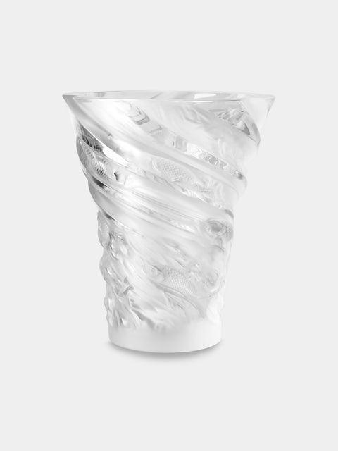 Lalique - Carpes Koi Crystal Vase (13.5in/35cm) - Clear - ABASK - 