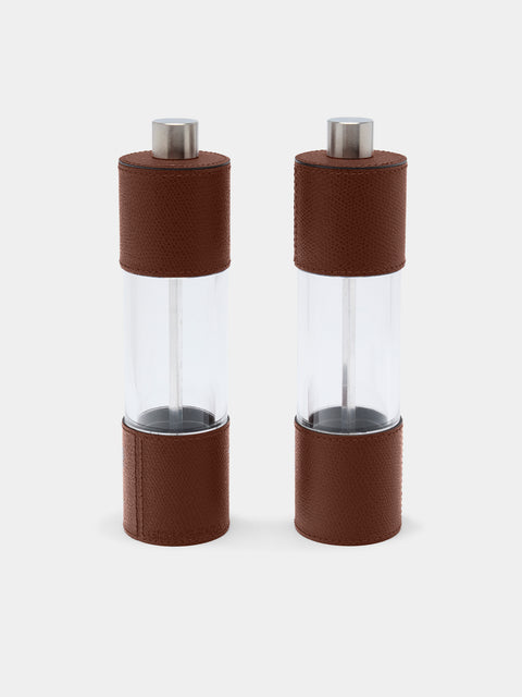 Giobagnara - Otello Leather Salt and Pepper Mills (Set of 2) - Brown - ABASK - 