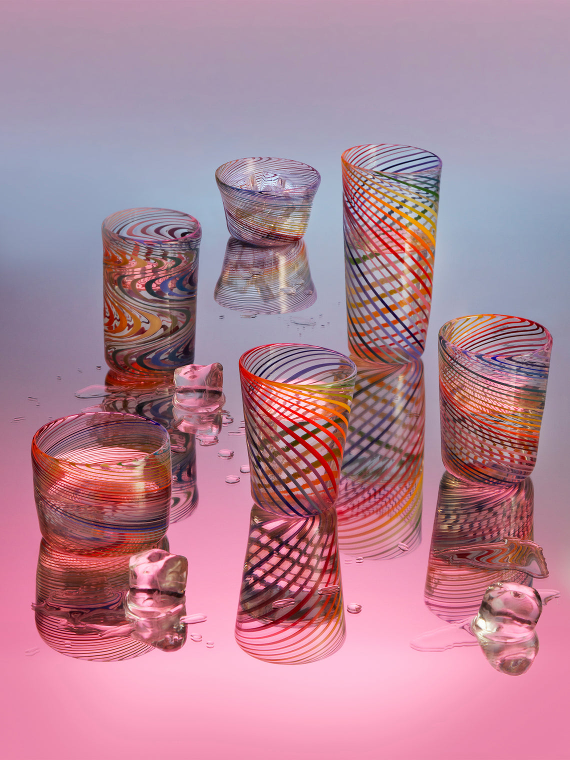 Pierrot Doremus - Wave Filigrane Hand-Blown Glass Tumblers (Set of 4) - Multiple - ABASK