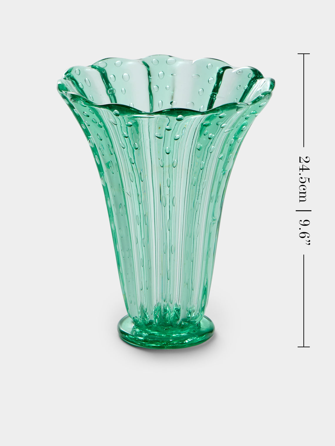 Antique and Vintage - 1940s Barovier & Toso Glass Vase (9.5in/24.5cm) - Green - ABASK