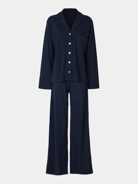 Arch4 - Dorchester Baby Goat Cashmere Pajama Set - Navy - ABASK - 