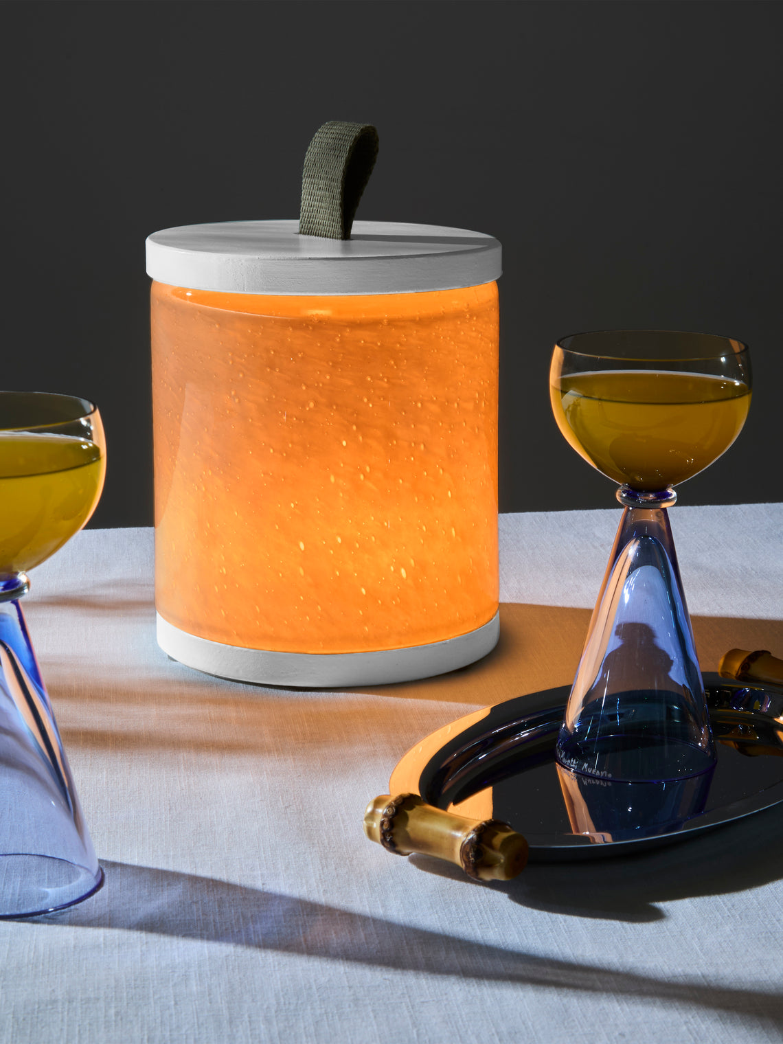 Wannes Antwerp - Antoine Paris Hand-Blown Glass and Rubberwood Portable Lamp - White - ABASK