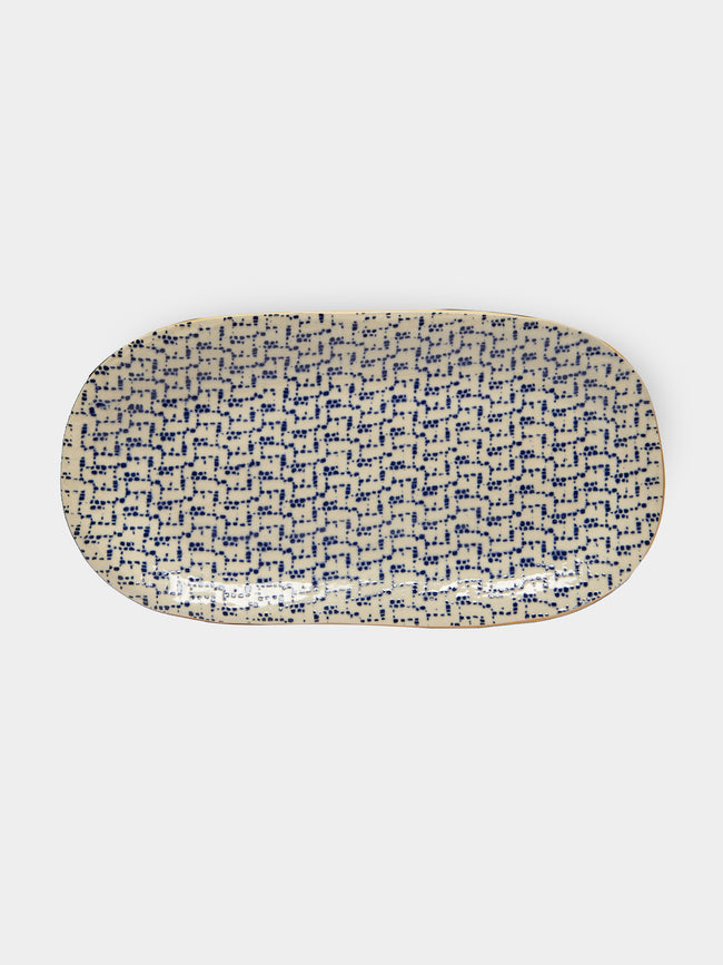 Terrafirma Ceramics - Hand-Printed Ceramic Small Fish Platter - Blue - ABASK - 