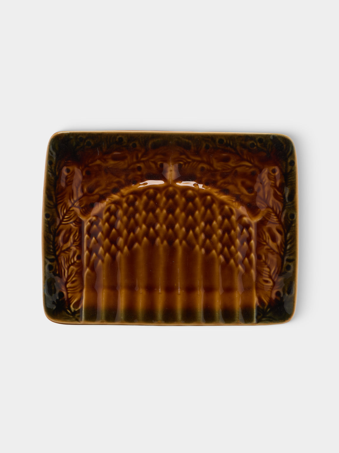 Antique and Vintage - Mid-Century Majolica Ceramic Asparagus Plates (Set of 3) - Brown - ABASK