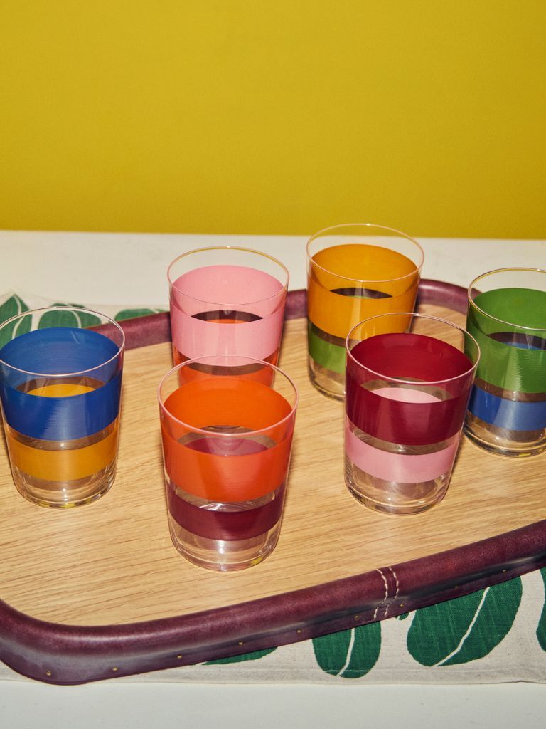 Los Vasos de Agua Clara - Portofino Hand-Painted Glass Tumblers (Set of 6) - Multiple - ABASK