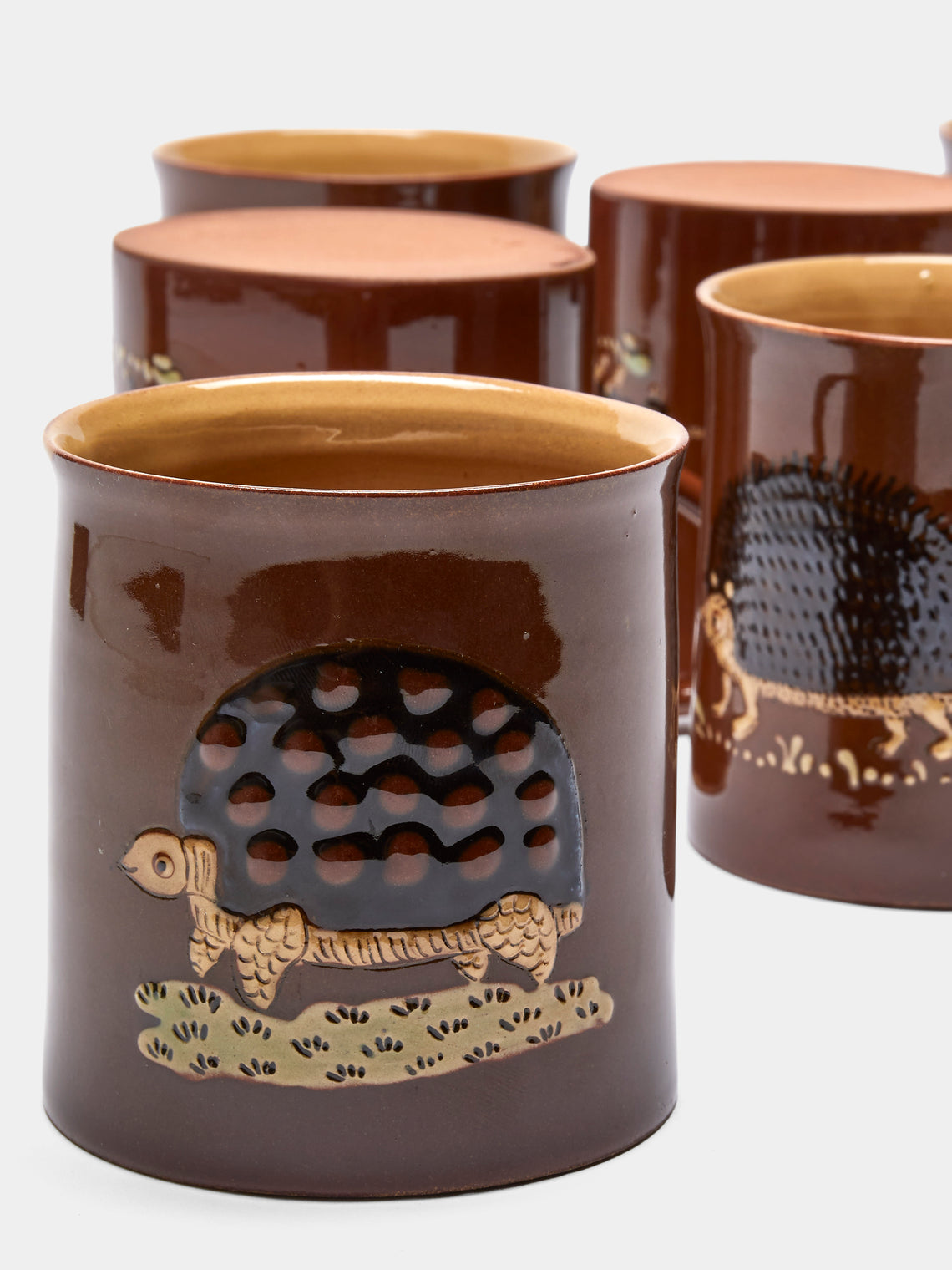 Poterie d’Évires - Animals Hand-Painted Ceramic Mugs (Set of 6) - Light brown - ABASK