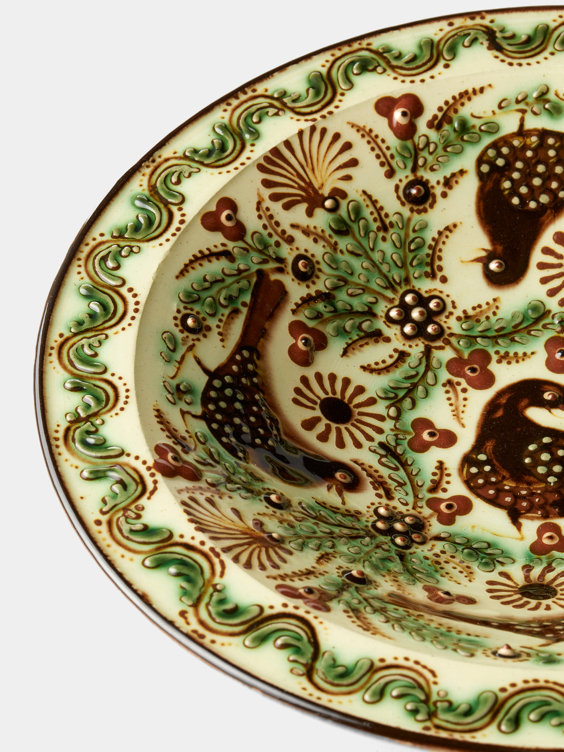 Poterie d’Évires - Birds Hand-Painted Ceramic Serving Bowl - Cream - ABASK