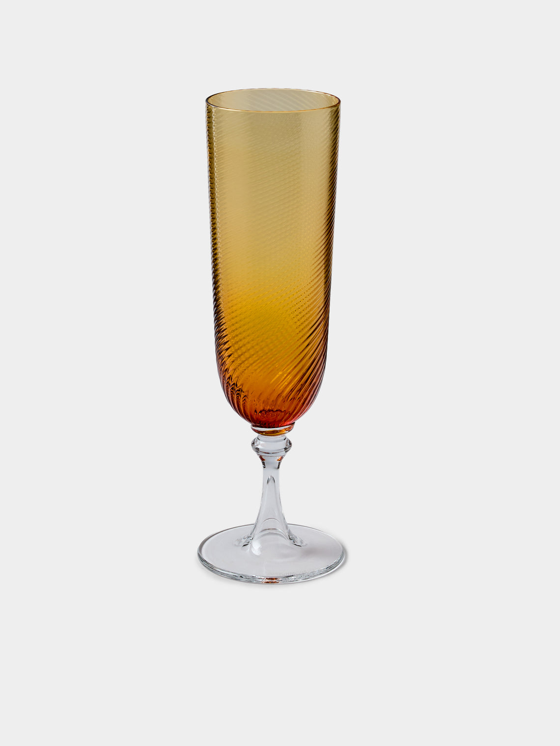 NasonMoretti - | Set of 6 | Twisted Soraya Hand-Blown Murano Glass Champagne Flutes - Yellow - ABASK