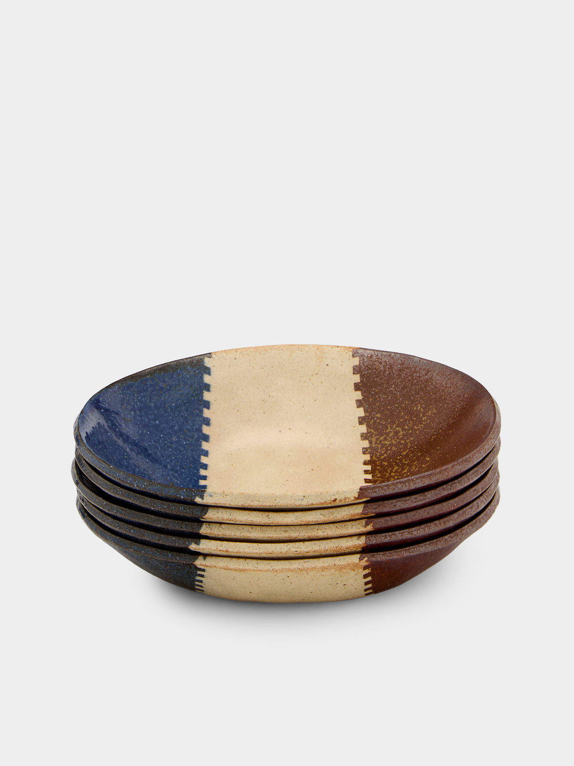 Makidani-gama - No. 1 Nerikomi Ceramic Medium Oval Bowls (Set of 5) - Multiple - ABASK