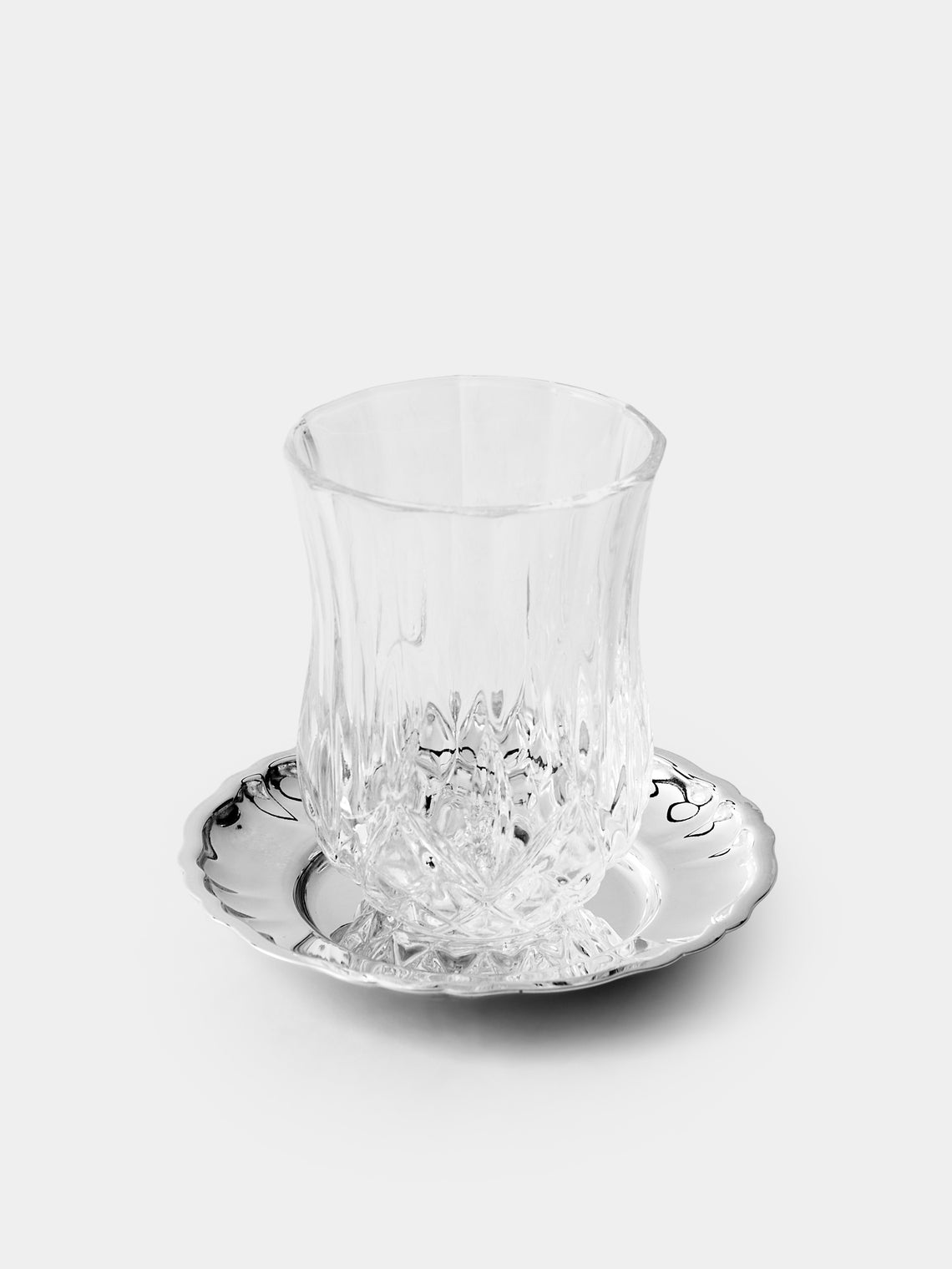 Greggio - Silver-Plated Crystal Glasses with Saucers - Silver - ABASK