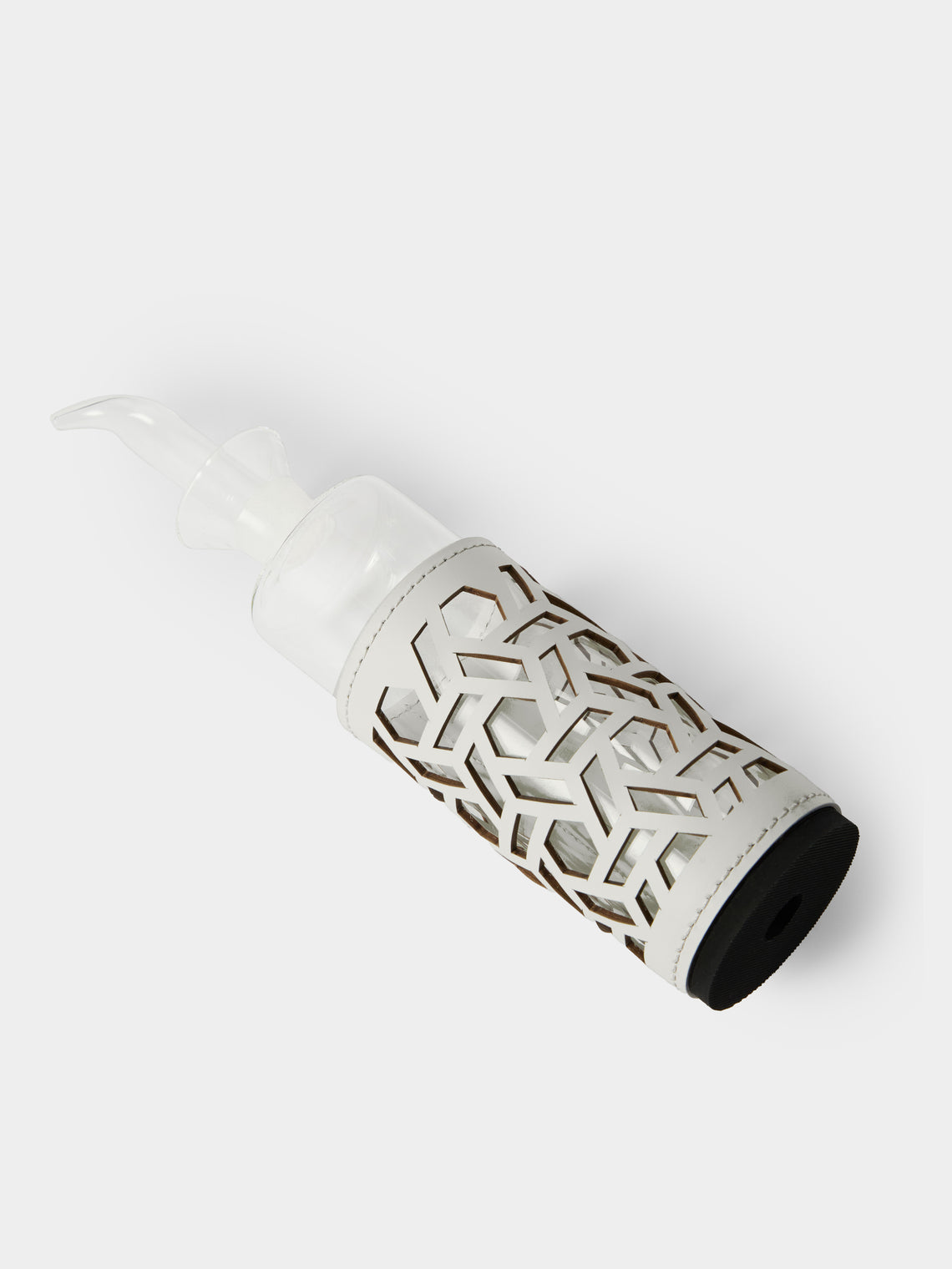 RUDI - Imperia Glass and Leather High Cruet - White - ABASK