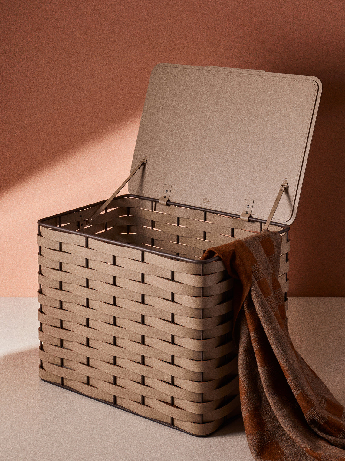 Rudi - Nassa No. 17 Leather Rectangular Basket - Gray - ABASK